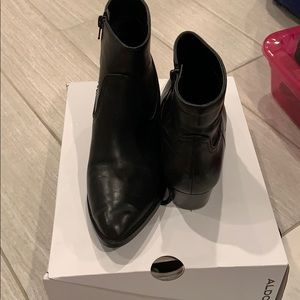 Black leather ankle boots